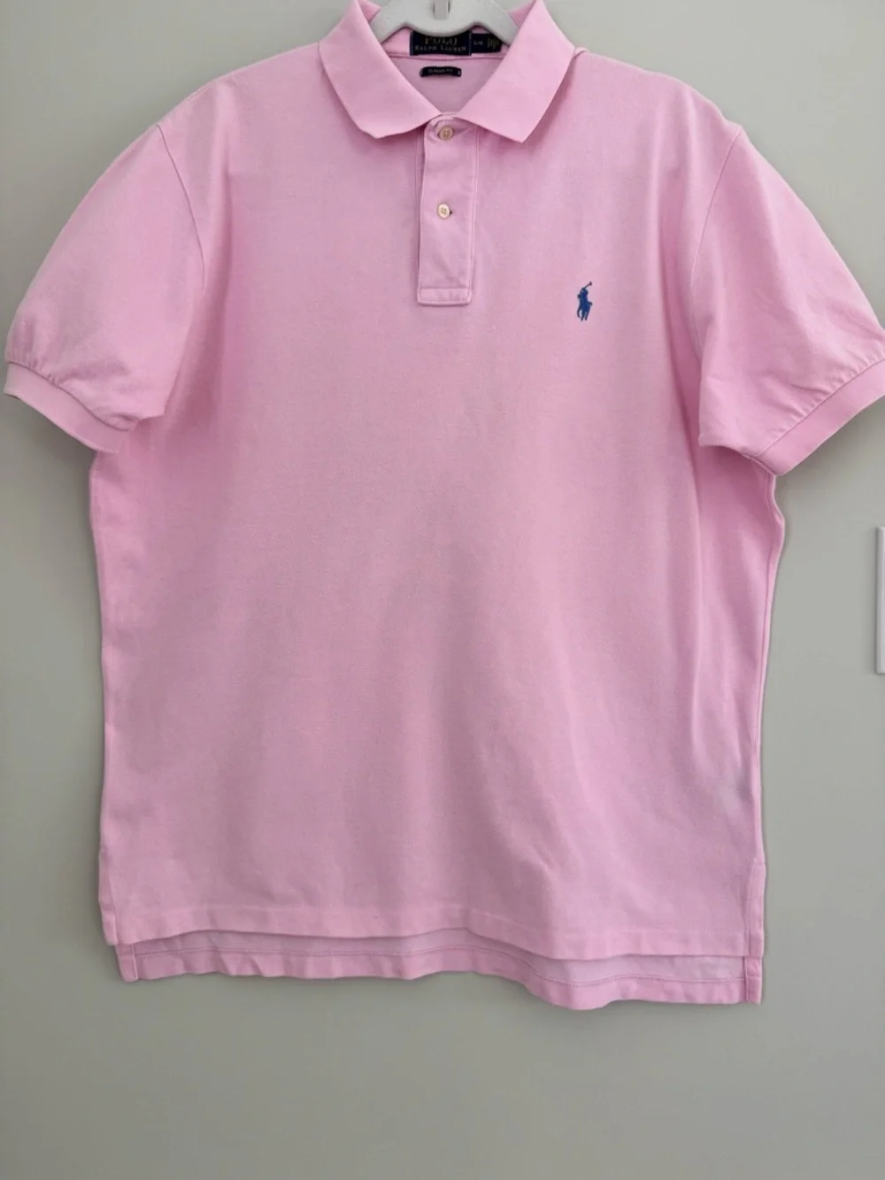 Polo Ralph Lauren Classic Fit Solid Pink Mesh Polo Shirt Pony Logo Size L